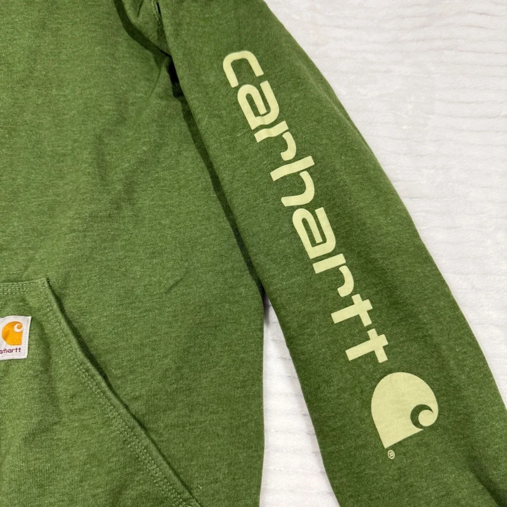 Carhartt Loose Fit Green Graphic Sleeve Hoodie Sweatshirt TS0288-M Small - Picture 2 of 8